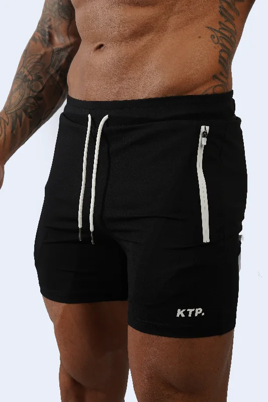 Men's Pants with Pleated FrontsHYBRID SHORTS - BLACK