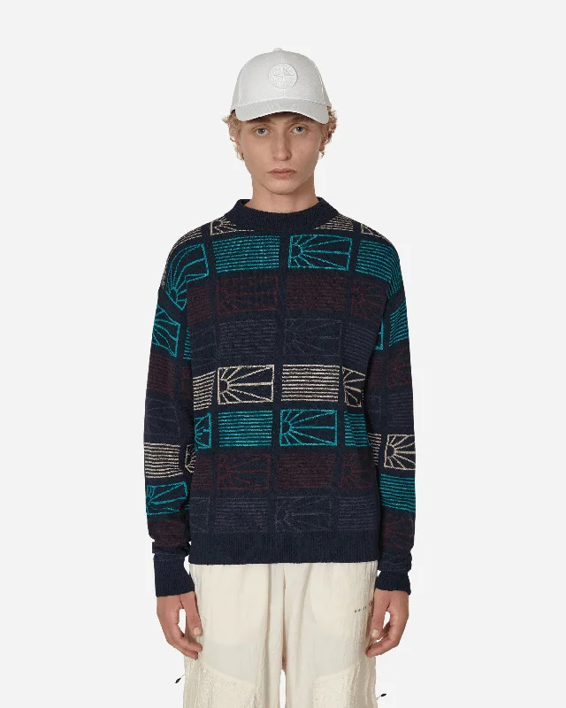 Elegant Men's Shawl-Collar SweatersLogo Crewneck Sweater Blue