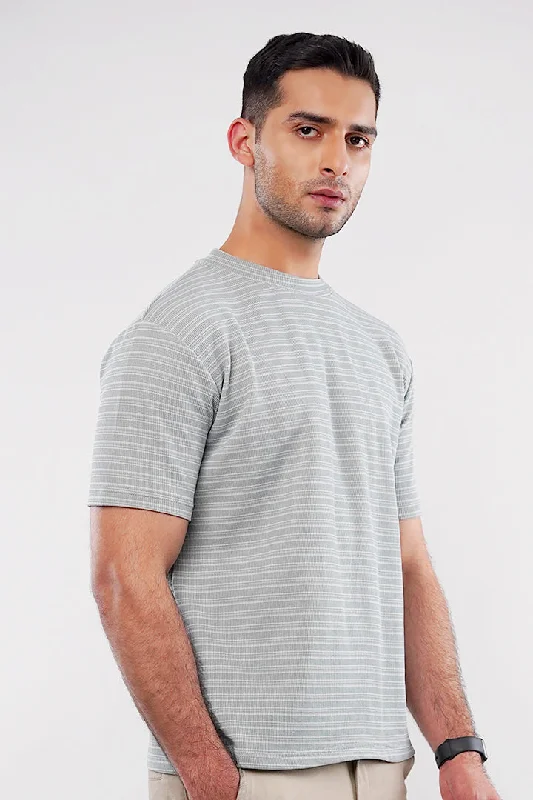 Casual Men's T-ShirtsTextured Oversized T-Shirt - Mint Blue