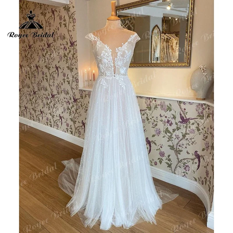 women's floral dresses2022 A Line Mariage Vestidos Wedding Dress Deep V Neck Lace Floral Applique Cap Sleeve Boho Wedding Gown trajes de novias largos women's floral dresses2022 A Line Mariage Vestidos Wedding Dress Deep V Neck Lace Floral Applique Cap Sleeve Boho Wedding Gown trajes de novias largos