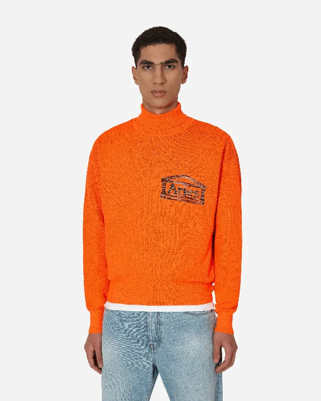 Versatile Men's Zip-Up SweatersTemple Fluro Turtleneck Sweater Orange