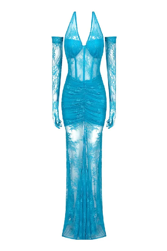 Cut-Out DressSexy Opera Glove Sheer Lace Fishtail Sleeveless Halter Evening Maxi Dress Cut-Out DressSexy Opera Glove Sheer Lace Fishtail Sleeveless Halter Evening Maxi Dress