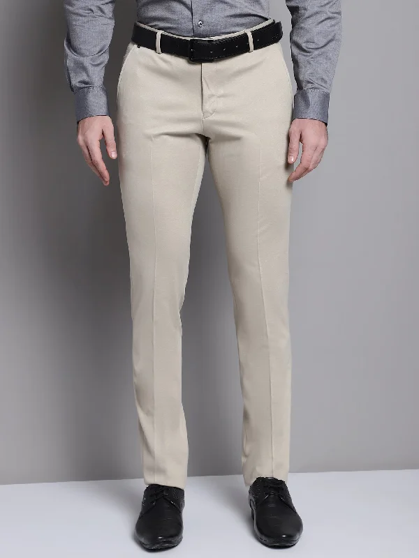 Men's Pants with Hidden ButtonsMen's Formal Flat front Fawn  Trousers