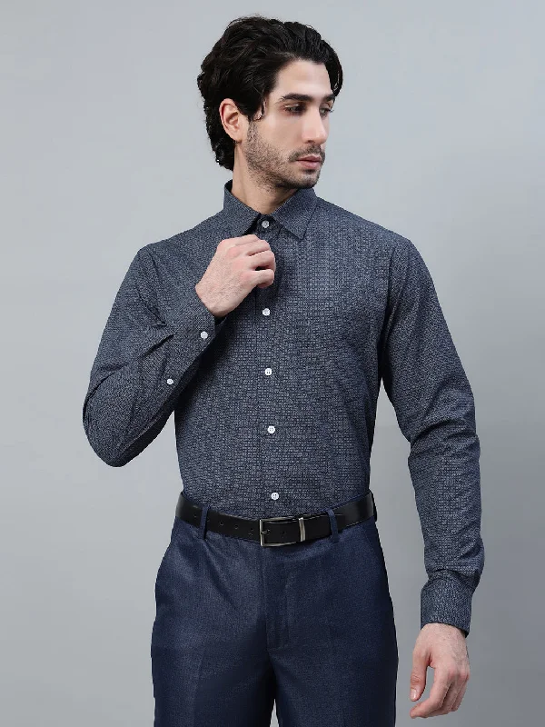 Men's Bike Shorts for CyclingMen's Navy Blue Printed Full Sleeve Formal Shirt