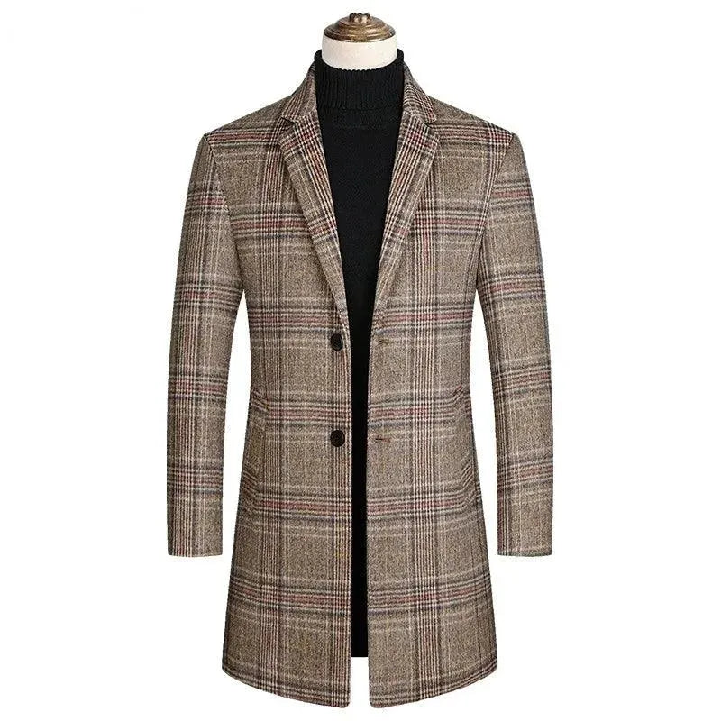 Men's Coats with Adjustable SleevesClassic Plaid Men Overcoat