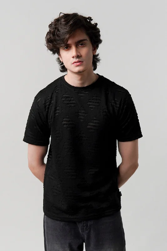 Men's Shirts for HuntingRibbed Jacquard T-Shirt - Black