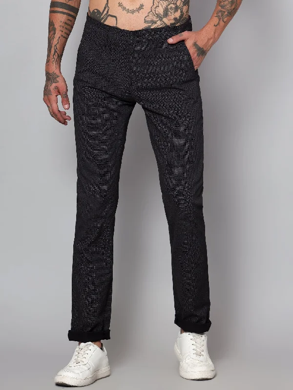 Men's Pants with Stretchable Fabric for FlexibilityMen's Formal Flat front Black  Trousers