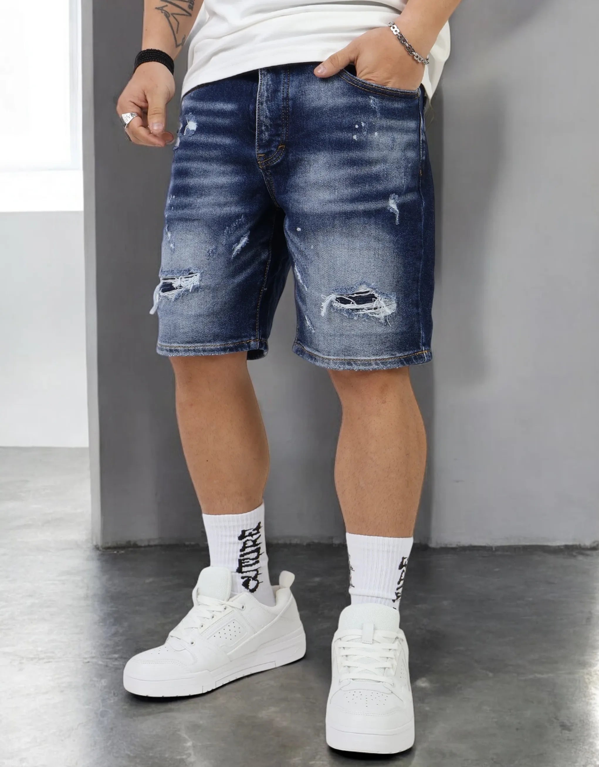 Men's Pants with Patchwork PatternsDenim Short
