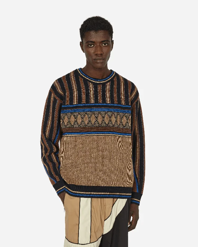 Men's Sweaters with Button CuffsKuti Knitted Crewneck Sweater Brown