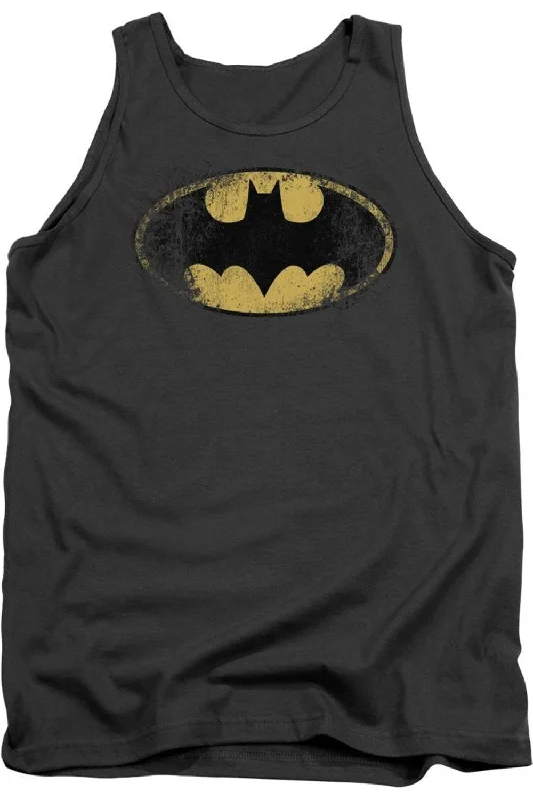 Men's Shirts with Short PlacketsBatman Destroyed Logo Adult Tank Top