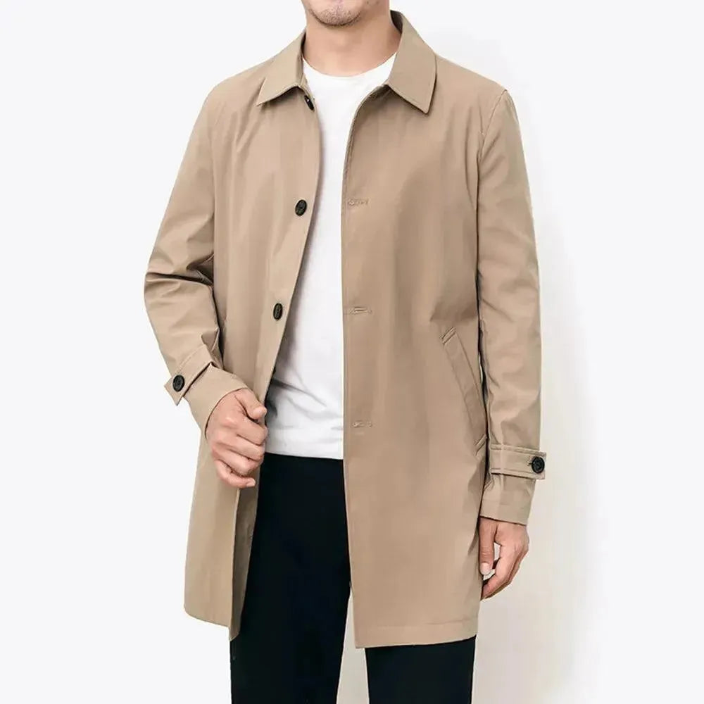 Men's Coats with Inner PocketsClassic Single-Breasted Men Trench Coat