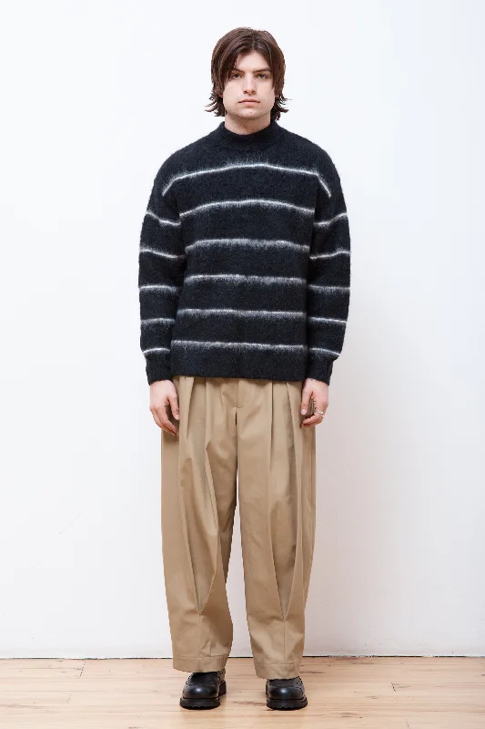 Men's Sweaters with High-Neck DesignsStriped Mohair Sweater Black