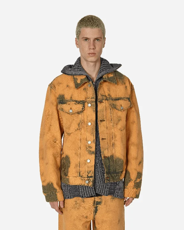 Men's Coats for Skinny MenLoose Fit Tie-Dye Denim Jacket Light Rust