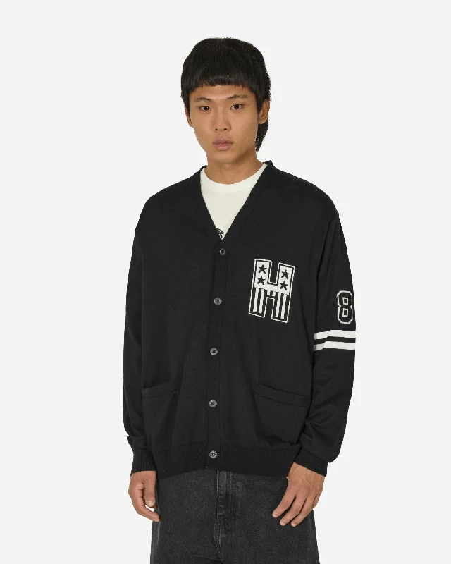 Elegant Men's Shawl-Collar SweatersHysteric League Cardigan Black