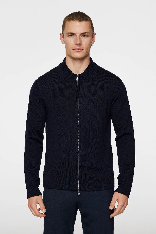 Men's Sweaters with Built-In ScarvesKaleb Merino Wool Zip Cardigan