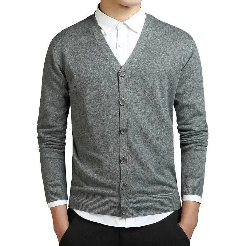 Men's Sweaters for Winter SportsMen Plain V-Neck Cardigan