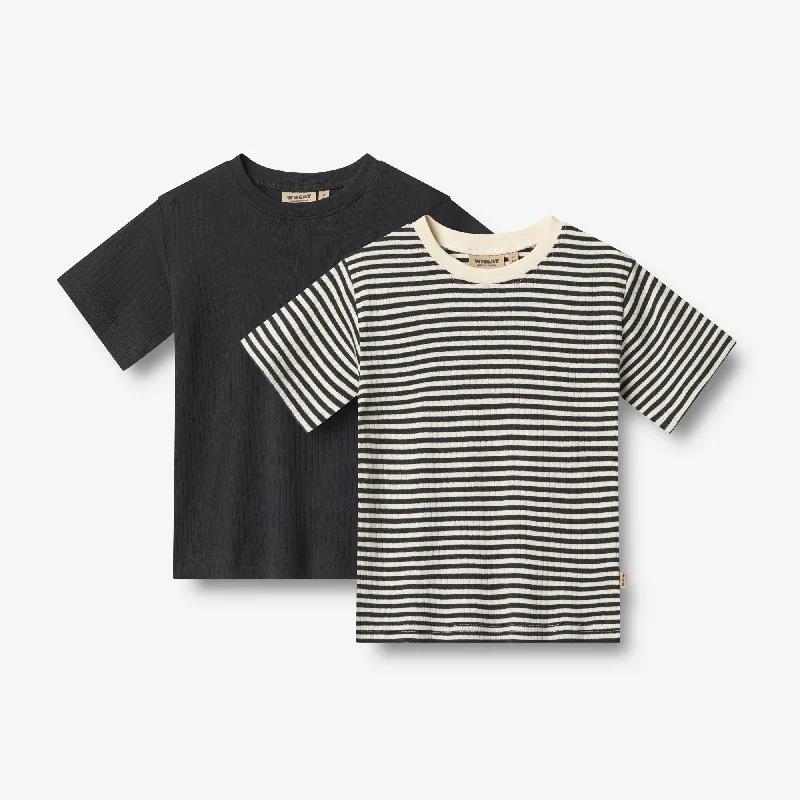 Men's Shirts with Collars2 Rib T-shirt S/S Fabian - navy rib stripe