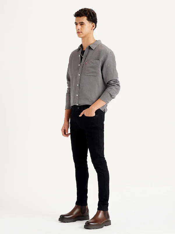 Jeans for Men with a Big BellyMen's Skinny Taper Fit Black Jeans