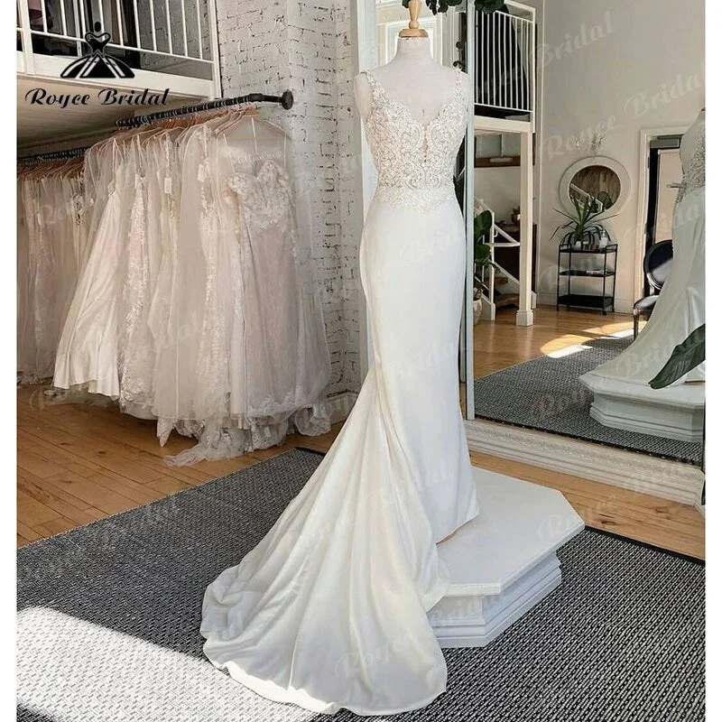 women's curve-hugging dressesRoycebridal Gorgeous Lace Bodice Soft Satin V-neck Spaghetti Straps Wedding Dress Mermaid/Trumpet 2025 Civil Bridal Boho Wedding Gowns Sexy women's curve-hugging dressesRoycebridal Gorgeous Lace Bodice Soft Satin V-neck Spaghetti Straps Wedding Dress Mermaid/Trumpet 2025 Civil Bridal Boho Wedding Gowns Sexy