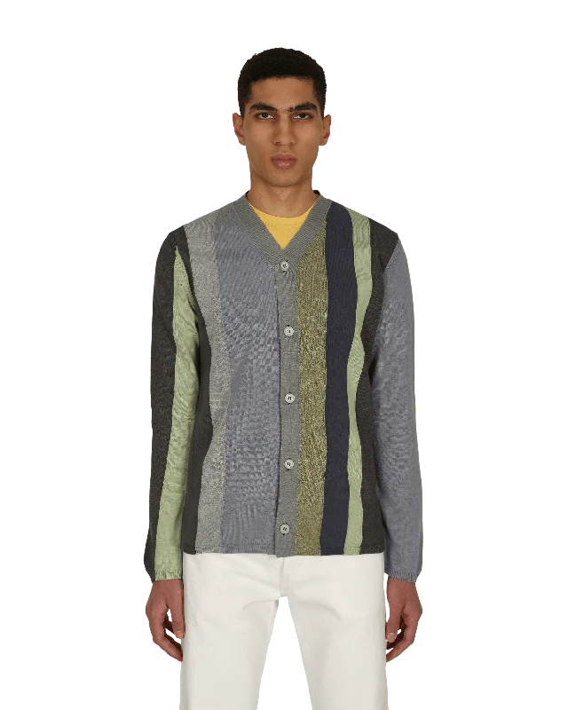Men's Sweaters with Contrast TrimV-Neck Striped Cardigan Black
