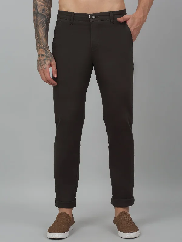 Men's Pants with Shallow PocketsMen's Casual Flat front Military Green  Trousers