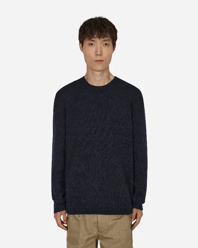Striped Men's SweatersWool Crewneck Sweater Blue