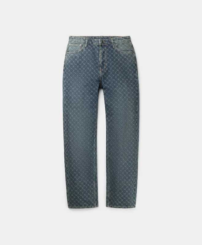 Baggy Men's JeansSand Blue Amba Monogram Relaxed Jeans
