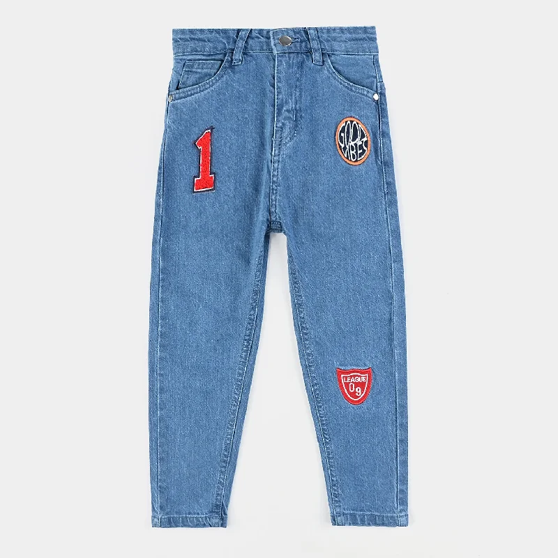 Men's Jeans with EmbroideryBoys Denim Stretch Pant Junior Champs-Ice Blue