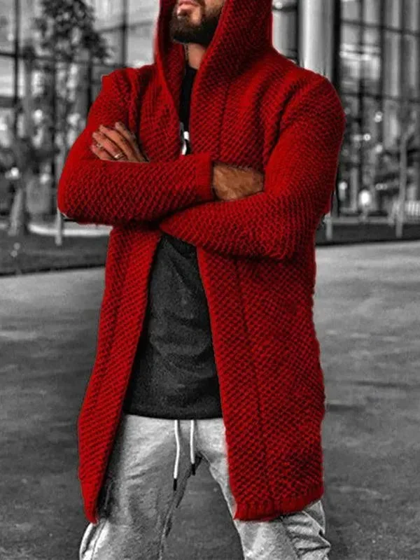 Men's Sweaters with Three-Quarter SleevesHooded Men Cardigan Sweater