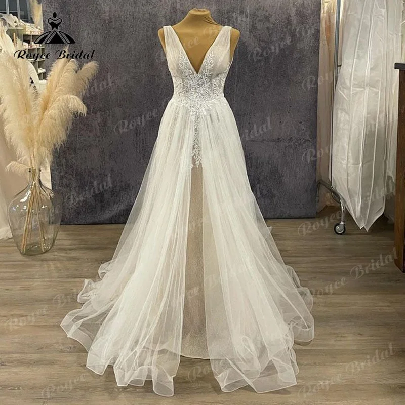 women's easy-to-wear dressesRoycebridal Vinatge V Neck A Line Boho Lace Appliques Wedding Dress Backless 2025 Vestidos Robe Civil Tulle Robe De Mariée Elegant Beach women's easy-to-wear dressesRoycebridal Vinatge V Neck A Line Boho Lace Appliques Wedding Dress Backless 2025 Vestidos Robe Civil Tulle Robe De Mariée Elegant Beach
