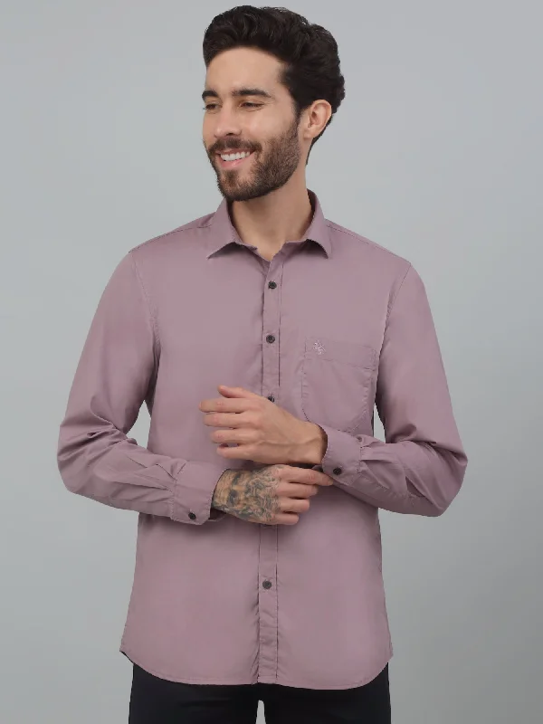 Men's Pants with Adjustable WaistbandsMen's Purple Casual Plain Stretch Full Sleeve Shirt