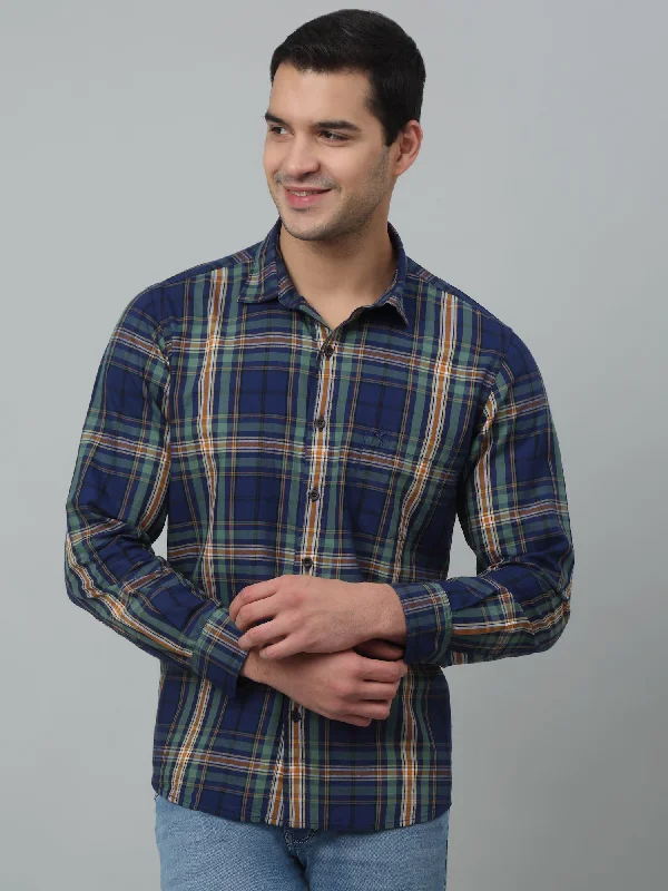 Men's Pants with Deep PocketsMen's Navy Blue Casual Big Checks Full Sleeve Shirt