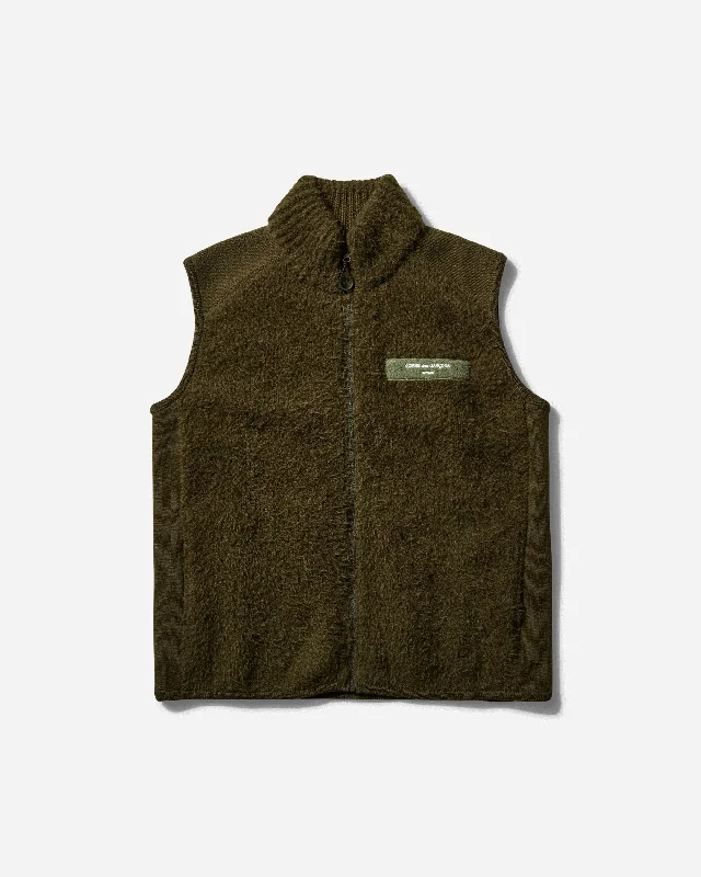 Men's Sweaters with Button-Up CollarsMen's Wool Vest Khaki