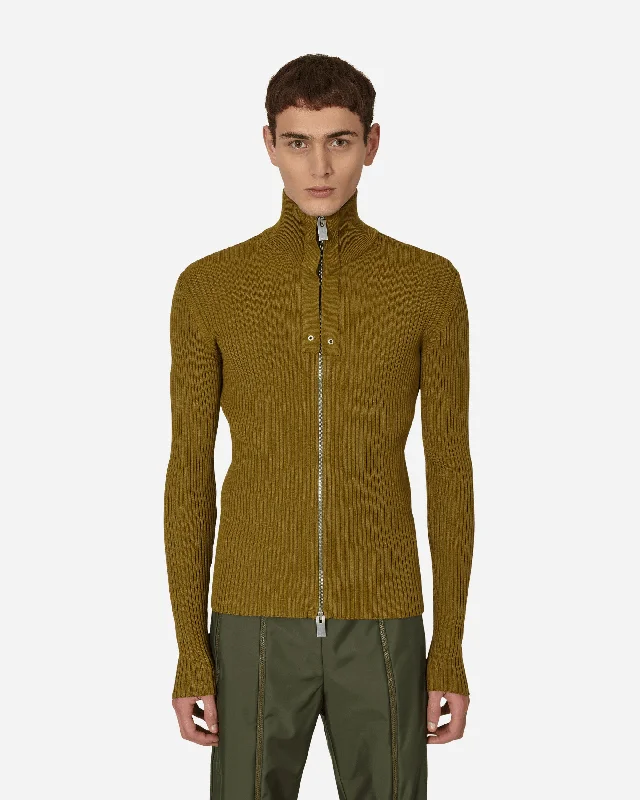 Men's Sweaters with Hooks and LoopsSmall Rib Zip-Up Sweater Green