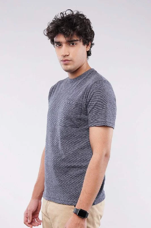 Men's Shirts with Graphic PrintsStriped Pocket T-Shirt - Grey
