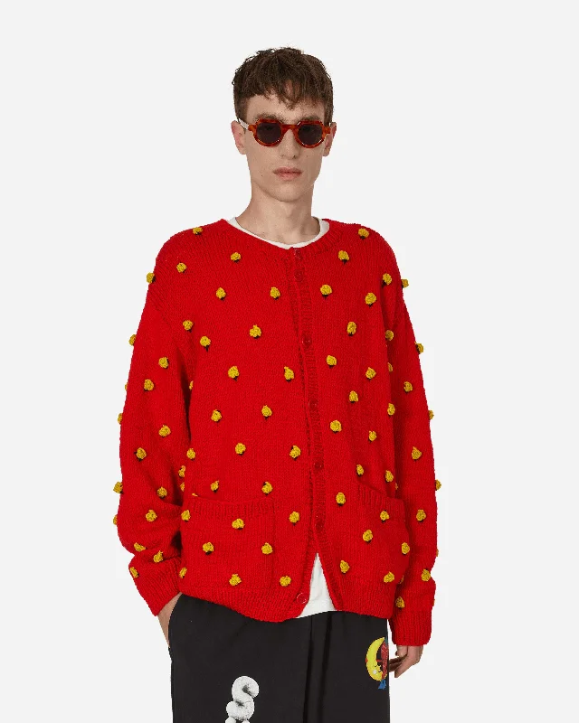 Men's Sweaters with Thumbholes in SleevesStuffies Strawberry Cardigan Red