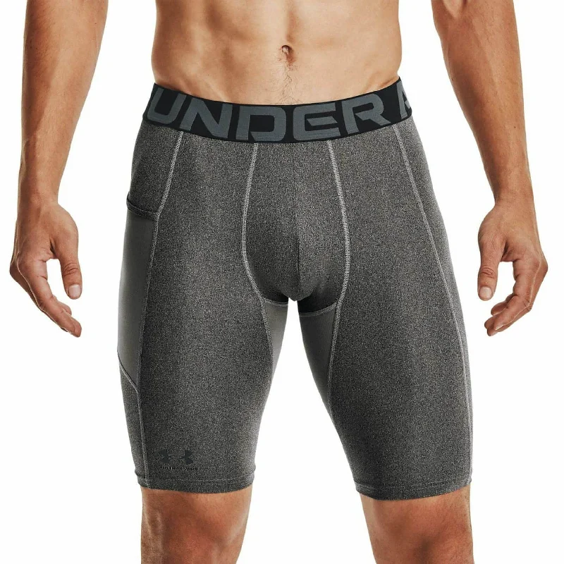 Men's Pants with Appliqué DetailsUnder Armour HeatGear Pocket Long Mens Short Compression Tights - Grey Men's Pants with Appliqué DetailsUnder Armour HeatGear Pocket Long Mens Short Compression Tights - Grey
