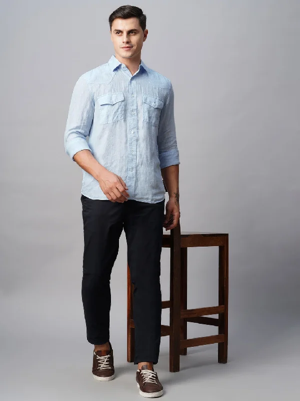 Men's Straight-Leg Jeans for a Classic FitMen's 100% Linen Sky Blue Regular Fit Long Sleeved Shirt Men's Straight-Leg Jeans for a Classic FitMen's 100% Linen Sky Blue Regular Fit Long Sleeved Shirt