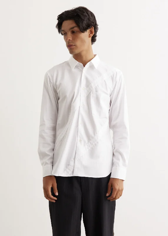 Men's Pants with Contrast StitchingCotton Dobby Cloth Diagonal Panel Shirt