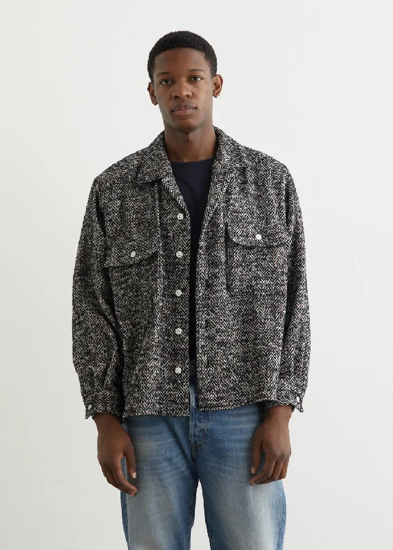 Layered Men's OverallsOpen Collar Nep Tweed Shirt