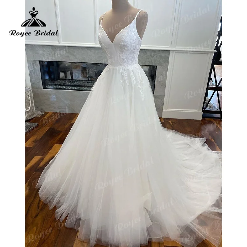 women's velvet dressesV Neck Spaghetti Straps Lace Appliques A Line Wedding Dress Satin Tulle 2025 Robe Mariee Boheme Chic Bridal Gown Bridal Elegant women's velvet dressesV Neck Spaghetti Straps Lace Appliques A Line Wedding Dress Satin Tulle 2025 Robe Mariee Boheme Chic Bridal Gown Bridal Elegant
