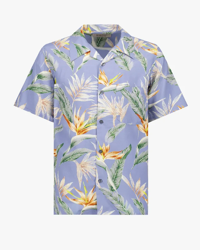 Men's Pants with Hidden ButtonsRevere Collar S/S Shirt