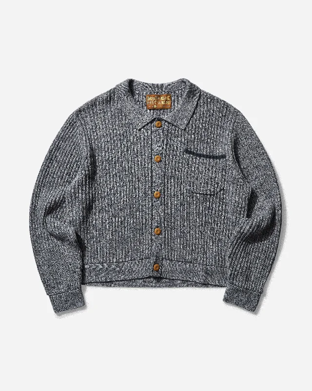 Men's Sweaters with High-Low HemlinesMen's Rib Knit Button Up Sweater Blue