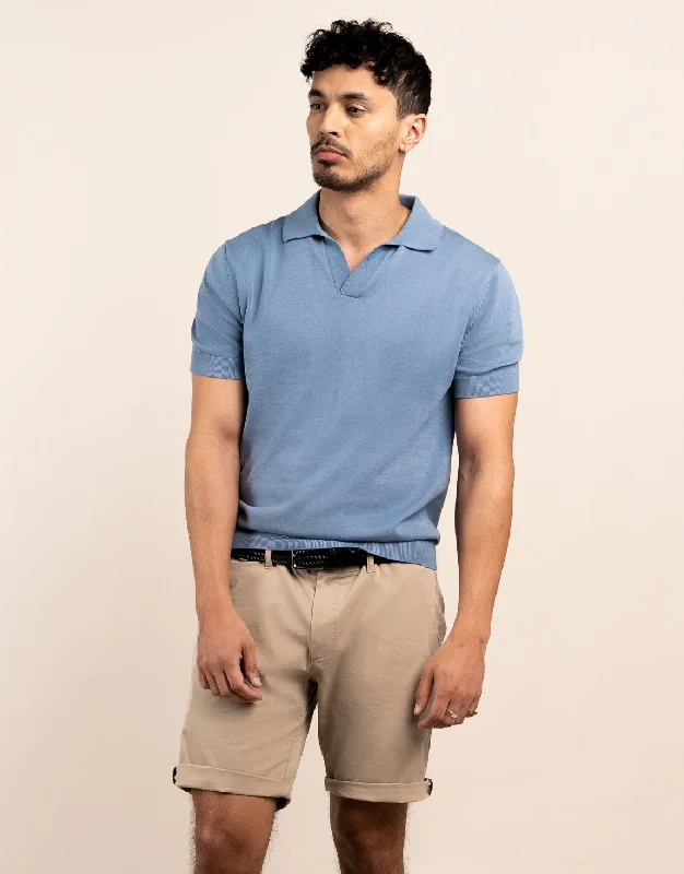 Men's Shirts with Belt LoopsAmalfi Dusty Blue Knitted Polo