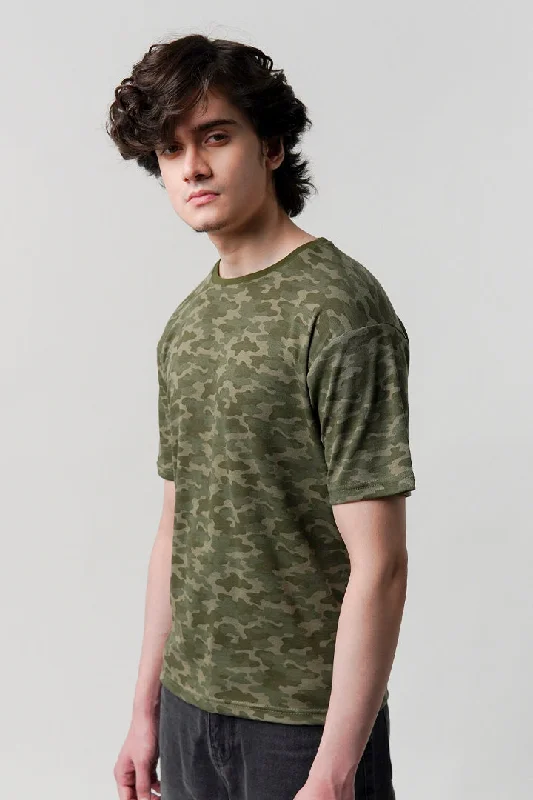 Men's Shirts with Adjustable CuffsPrinted T-Shirt - Camouflage