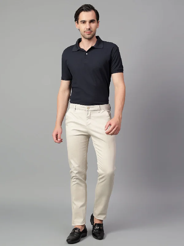 Men's Bootcut Jeans for a Flattering ShapeMen's Beige Self Design Non-Pleated Casual Trouser Men's Bootcut Jeans for a Flattering ShapeMen's Beige Self Design Non-Pleated Casual Trouser