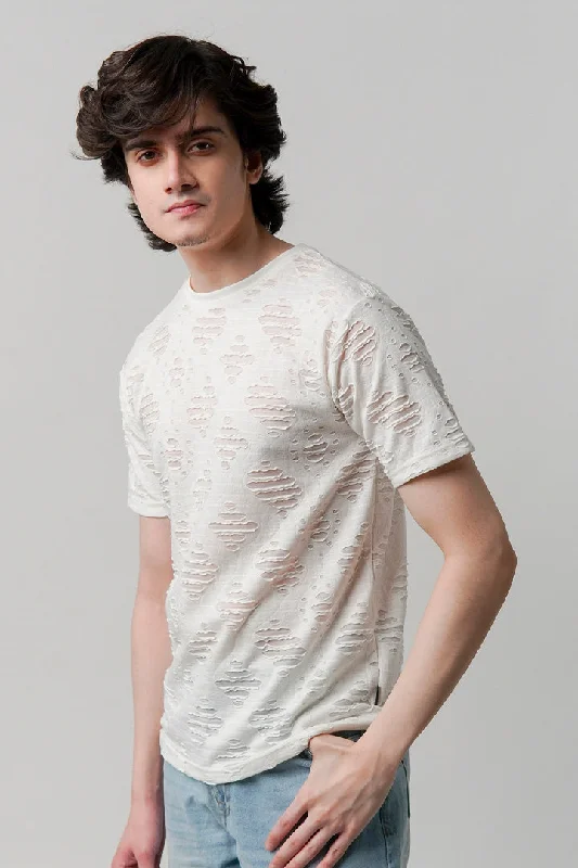 Men's Shirts for BoatingRibbed Jacquard T-Shirt - White