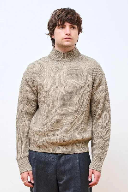 Men's Sweaters with Belt AttachmentsMens Turtleneck Pullover Khaki