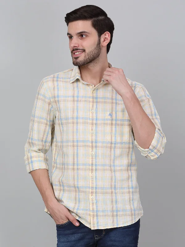 Men's Pants with Flap PocketsMen's Yellow Checkered Full Sleeve Casual Shirt
