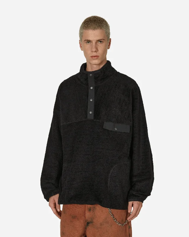 Trendy Men's Anorak JacketsCotton Fleece Pullover Black